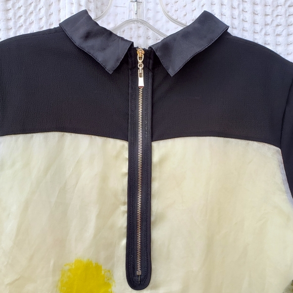 Silk chemise dress, large yellow rose print - Picture 2 of 5